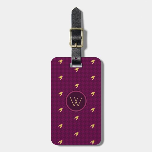 Roze met Gold Accent Houndstooth Bagagelabel (Voorkant verticaal)