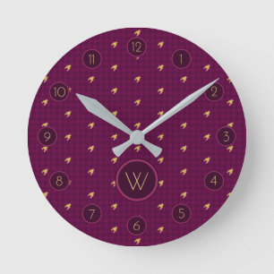 Roze met Gold Accent Houndstooth Clock Ronde Klok