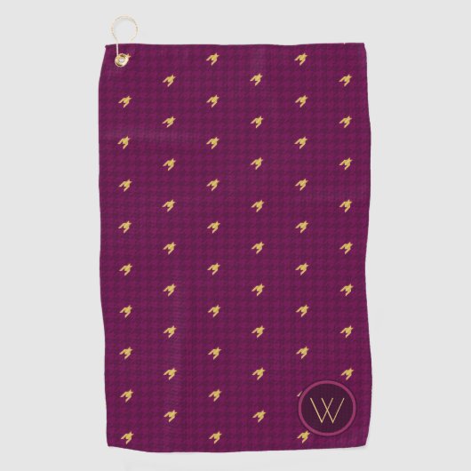 Roze met Gold Accent Houndstooth Golf Towel Golfhanddoek (Voorkant)