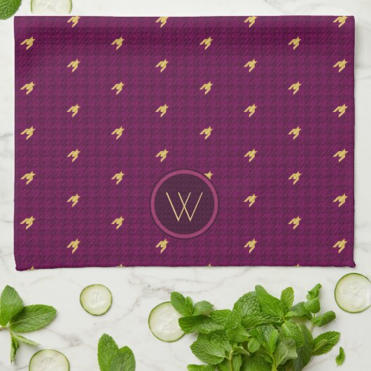 Roze met Gold Accent Houndstooth Kitchen Towel Theedoek (Gevouwen)
