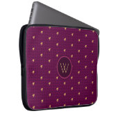 Roze met Gold Accent Houndstooth-laptop Laptop Sleeve (Voorkant Rechts)