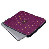 Roze met Gold Accent Houndstooth-laptop Laptop Sleeve (Voorkant onderkant)