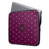 Roze met Gold Accent Houndstooth-laptop Laptop Sleeve (Voorkant Links)