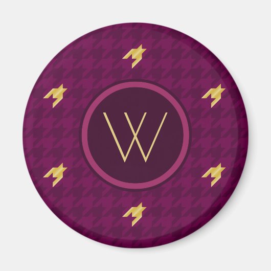 Roze met Gold Accent Houndstooth Magnet (Voorkant)