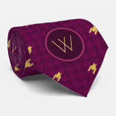 Roze met Gold Accent Houndstooth Mannen Stropdas (Opgerold)