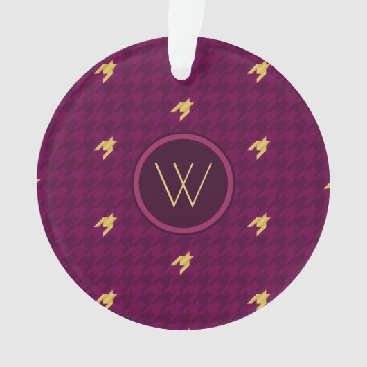 Roze met Gold Accent Houndstooth Ornament (voorkant)