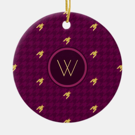 Roze met Gold Accent Houndstooth Ornament (Voorkant)