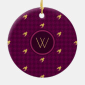 Roze met Gold Accent Houndstooth Ornament (Achterkant)