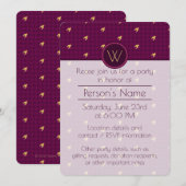 Roze met Gold Accent Houndstooth Party Invitation Kaart (Voorkant / Achterkant)