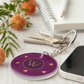 Roze met Gold Accent Houndstooth Sleutelhanger (Voorkant Rechts)