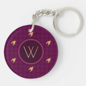 Roze met Gold Accent Houndstooth Sleutelhanger (Achterkant)