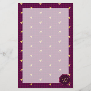 Roze met Gold Accent Houndstooth Stationery Briefpapier