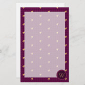 Roze met Gold Accent Houndstooth Stationery Briefpapier (Voorkant / Achterkant)