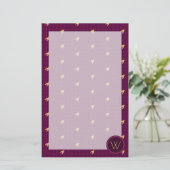 Roze met Gold Accent Houndstooth Stationery Briefpapier (Staand voorkant)