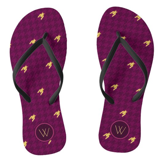 Roze met Gold Accent Houndstooth Teenslippers (Voetbed)