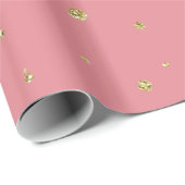 Roze met Gold Faux Glitter Confetti Cadeaupapier (Rol Hoek)