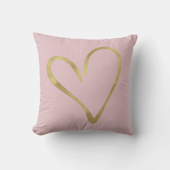 Roze met Gold Heart Kussen (Voorkant)