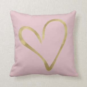 Roze met Gold Heart Kussen