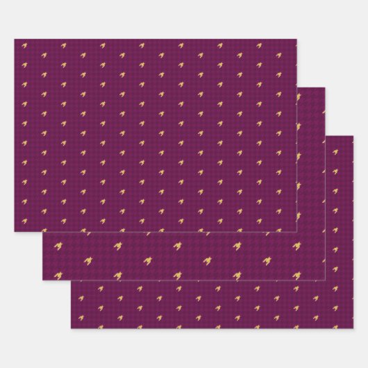 Roze met Gold Houndstooth Wrapping Paper Set (Set)