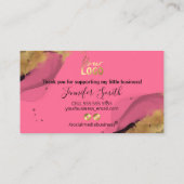 Roze met Gold Ink Hartelijk dank voor uw aankoop Visitekaartje (Achterkant)