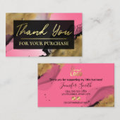 Roze met Gold Ink Hartelijk dank voor uw aankoop Visitekaartje (Voorkant / Achterkant)