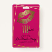 Roze met Gold Lip Print Bachelorette Party badge (Achterkant)