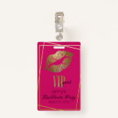 Roze met Gold Lip Print Bachelorette Party badge (Achterkant met clip)
