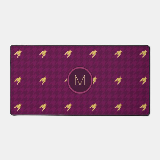 Roze met gouden accent Houndstooth Bureaumat (Voorkant)