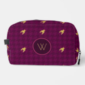 Roze met gouden accent houndstooth toilettasje (Voorkant)