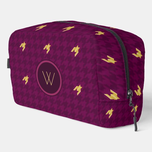Roze met gouden accent houndstooth toilettasje (Rechterhoek)