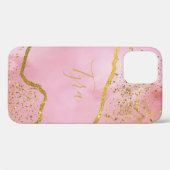 Roze met gouden Glitter iPhone / iPad hoesje (Achterkant (horizontaal))