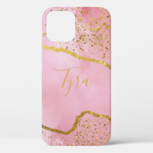 Roze met gouden Glitter iPhone / iPad hoesje