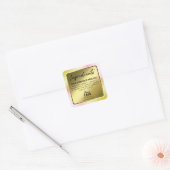 Roze met gouden inkt ingrediëntenlabels vierkante sticker (Envelop)