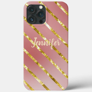 Roze met gouden mousserende lijnen Aangepast Case-Mate iPhone Case