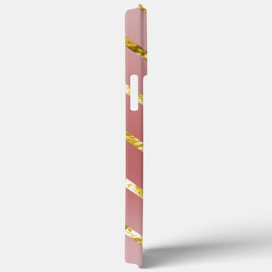 Roze met gouden mousserende lijnen Aangepast Case-Mate iPhone Case (Achterkant / Rechts)