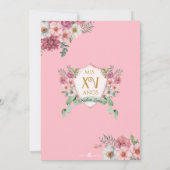 Roze met gouden vlinders Roos Bloom Quinceanera Kaart (Achterkant)