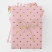 Roze met goudglitter bruiloft inpakpapier vel (In situ)