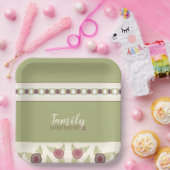 Roze met groen en pruim papieren bordje (Feest)