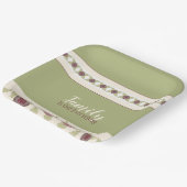 Roze met groen en pruim papieren bordje (Gebogen)