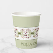 Roze met groen papieren bekers (Voorkant)