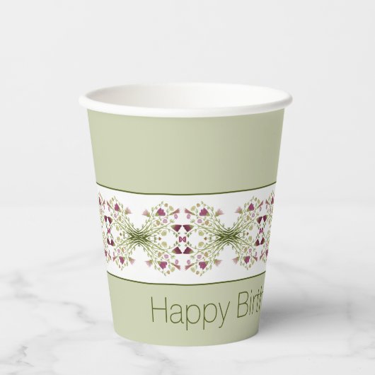 Roze met groen papieren bekers (Voorkant)