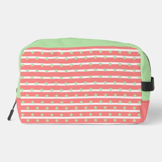 Roze met groene sterren Kerstmis Toilettasje (Achterkant)