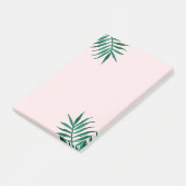 Roze met groene waterverf palmbladeren post-it® notes (Schuin)