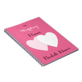 Roze met hart en met naam Wedding Notitieboek (Rechterzijde)
