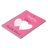 Roze met hart en met naam Wedding Notitieboek (Linkerzijde)