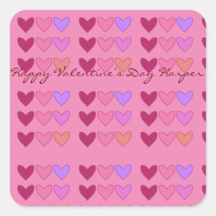  roze met hartjes kleurrijke Valentijn dag Vierkante Sticker