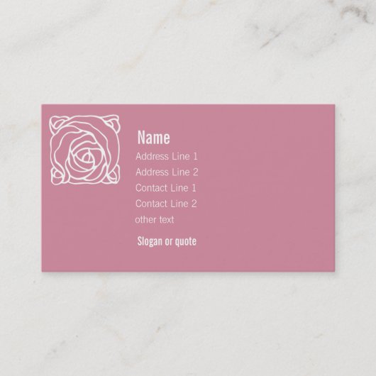 Roze met het Visitekaartje van het Roos van de Nie (Voorkant)