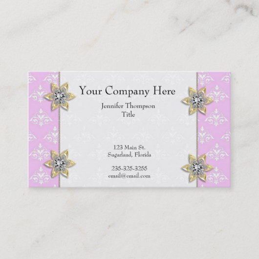 Roze met het Visitekaartje van Jewels Damask (Voorkant)