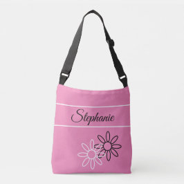  roze met jouw naam, initiaal of monogram crossbody tas