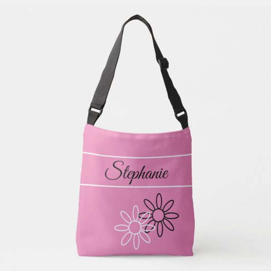  roze met jouw naam, initiaal of monogram crossbody tas (Voorkant)